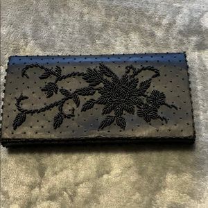 Beautiful Black vintage beaded clutch wallet GUC